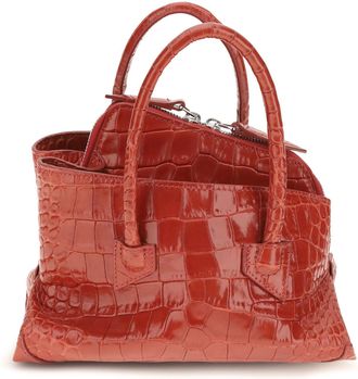 The Attico Womens Handbag La Passeggiata Mini Croc-Effect Leather Red Calf Handbags Hand Bags
