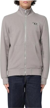 Diesel High Neck Track Jacket - Heren - Vesten met rits - Grijs - M - Katoen - Hoodies & sweatvesten