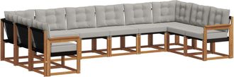 vidaXL Conjunto De Sof&aacute;s De Exterior 10 Uds. Gris Natural Y Claro Vidaxl