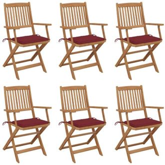 vidaXL Sillas De Jard&iacute;n Plegables 6 Uds Y Cojines Madera Maciza Acacia Vidaxl
