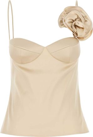 Magda Butrym Womens Beige Stretch Satin Top - Ivory Silk - Size EU 38 (Womens)
