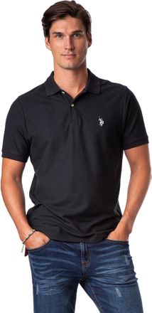 U.S.Polo Association Mens Ultimate Pique Polo, Black/White, Large