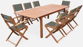 Sweeek Mesa De Jard&iacute;n De Madera Extensible, 8 Sillas