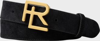 Ralph Lauren Purple Label RL-Buckle Calf-Suede Belt