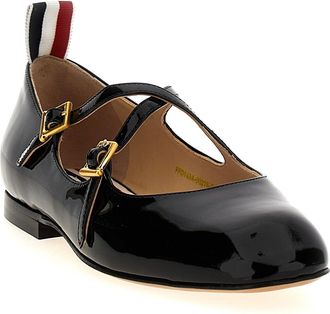 Thom Browne Womens Black Lamb Leather Ballet Flats