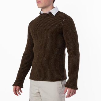 Burberry Fringe Trim Wool Jumper, Size Medium
