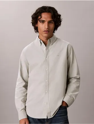 Calvin Klein Jeans Calvin Klein Mens Solid Classic Oxford Button-Down Shirt - Green - XL
