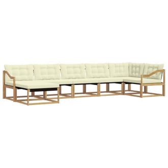 vidaXL Conjunto De Sof&aacute;s De Exterior Con Coj&iacute;n 7 Pcs Blanco Y Crema Vidaxl