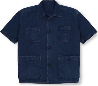 Fortela Bohem Denim Short Sleeve Shirt in Indaco at Nordstrom, Size 48 Eu