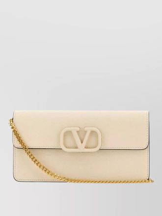 Valentino Garavani leather clutch bag gold tone chain