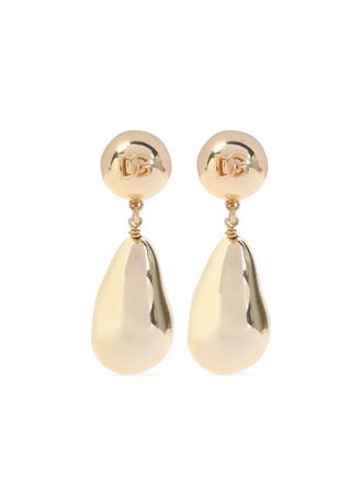Dolce & Gabbana logo-embossed clip-on earrings - Gold