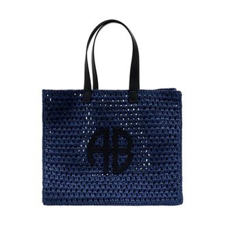 Anine Bing Tassen, Dames, Blauw, ONE Size, Raffia Tote Bag