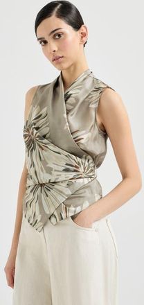 Brunello Cucinelli Bloom print pongee vest in Khaki at Nordstrom, Size Xx-Small Eu