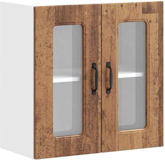 vidaXL Kitchen Wall Cabinet with Glass Door Kalmar Old Wood Engineered Wood Vidaxl