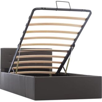 vidaXL Cama Canap&eacute; Hidr&aacute;ulica Cuero Sint&eacute;tico Gris 90x200 Cm Vidaxl
