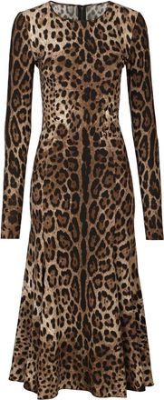 Dolce & Gabbana leopard-print midi dress - women - Spandex/Elastane/Rayon - 36 - Brown