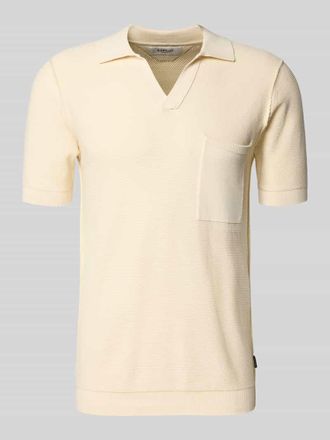 Replay Slim Fit Poloshirt in Strick-Optik in Beige, Gr&ouml;&szlig;e XXL
