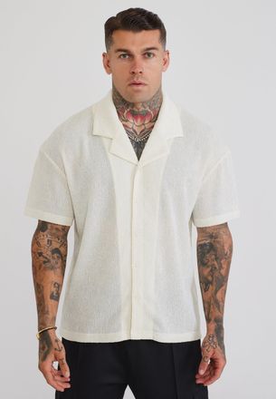 Siksilk Mens Ecru Textured Shirt XXL