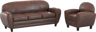 Rendez-Vous Déco Pack de sofá y sillón marrón envejecido 4 plazas