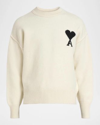 Ami Men & apos;s Ami De Coeur Wool Knit Crewneck Sweater