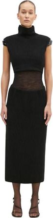 Sportmax Arabba Jurk - Dames - Casual kleedjes - Zwart - M - Wol - Kleedjes