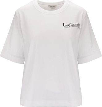 Alexander McQueen T-shirt met ronde hals - Dames - T-shirts - Wit - M - Katoen - Tops
