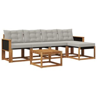 vidaXL Conjunto De Sof&aacute;s De Exterior 6 Pcs Natural Y Gris Claro Vidaxl
