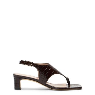Stuart Weitzman Schoenen, Dames, Bruin, 40 1/2 EU, Leer, Baby Babette Thong Sandal