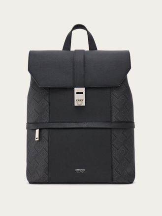 Ferragamo Men Ferragamo Monogram backpack with Gancini buckle Black