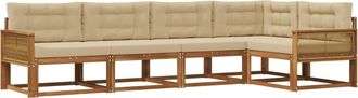 vidaXL Conjunto De Sof&aacute;s De Exterior 5 Uds. Natural Y Beige Vidaxl