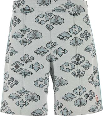 Casablanca Mens Embroidered Stretch Jacquard Bermuda Shorts - Light Grey Cotton - Size X-Large