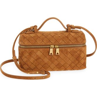 Bottega Veneta Bang Bang Intrecciato Suede Vanity Case in 2588 Amber-Gold at Nordstrom