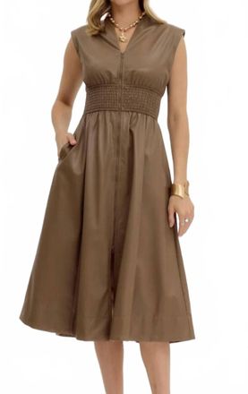 Entro Mousse Faux Leather Dress In Mocha