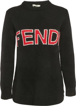 Fendi Wollen trui met logo intarsia - Zwart