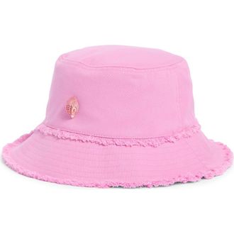 Kurt Geiger Frayed Edge Cotton Bucket Hat in Pink at Nordstrom