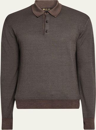 Loro Piana Mens Jacaranda Long-Sleeve Polo Shirt