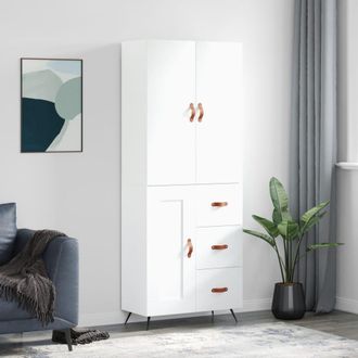 vidaXL Vidaxl - Aparador Alto Madera Contrachapada Blanco 69,5x34x180 Cm