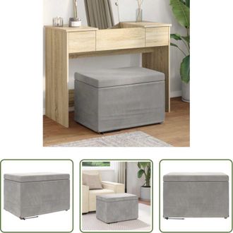 vidaXL vidaXL Sgabello in legno - Pouf Grigio chiaro Velluto e Legno Ingegnerizzato