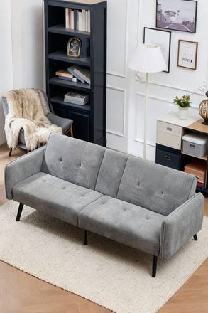 Living and Home Modern 3- Seater Cotton Sofa Bed in Grey