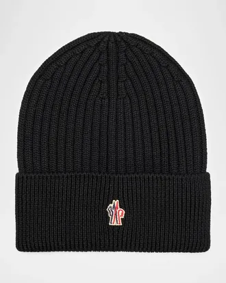 Moncler Men & apos;s Ribbed Virgin Wool Beanie