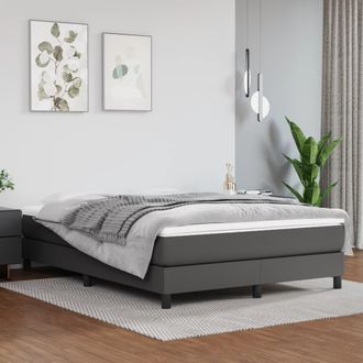 vidaXL Vidaxl - Colch&oacute;n De Muelles Ensacados Cuero Sint&eacute;tico Gris 140x200x20 Cm