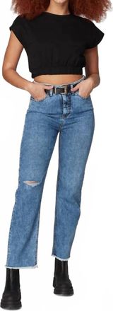 Lola Jeans Denver High-Waisted Straight-Leg Ripped Jeans In Blue Mist