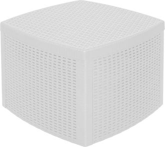 Dmora Dmora Table basse Container, structure en résine dure effet rotin, 53x53x40 cm, coloris blanc