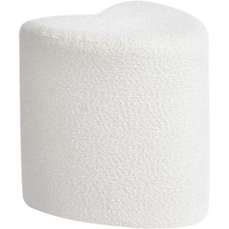 Beliani Beliani - Puf tapizado en forma de corazón reposapiés otomana de chenilla blanco crema Scotia