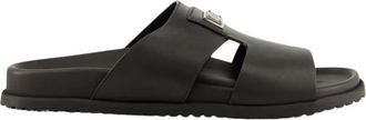 Dolce & Gabbana Kalfsleren Sandaal - Heren - Sandalen - Zwart - 39 EU - Katoen - Schoenen
