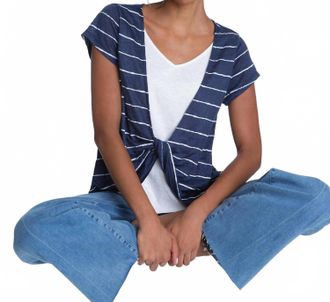 Elliott Lauren Double Layer Tee In Blue/white