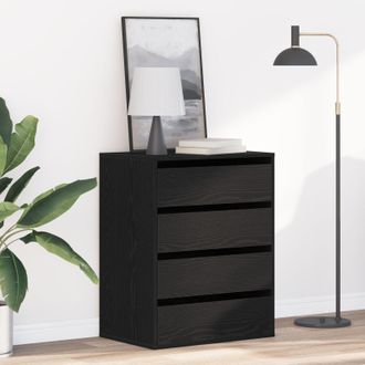 Berkfield Home Chest of Drawers Black Oak 60x41x76 cm Engineered Wood | Size: 60 x 41 x 76 cm