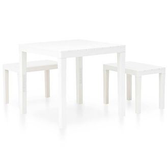 Berkfield Home Garden Table with 2 Benches Plastic White