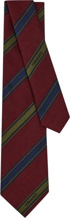 Ferragamo Gestreepte stropdas met logo-jacquard - Rood