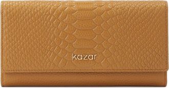 Kazar Lichtbruine portemonnee met reli&euml;fpatroon - Dames - Portefeuilles - Bruin - ONE Size - Leer - Accessoires